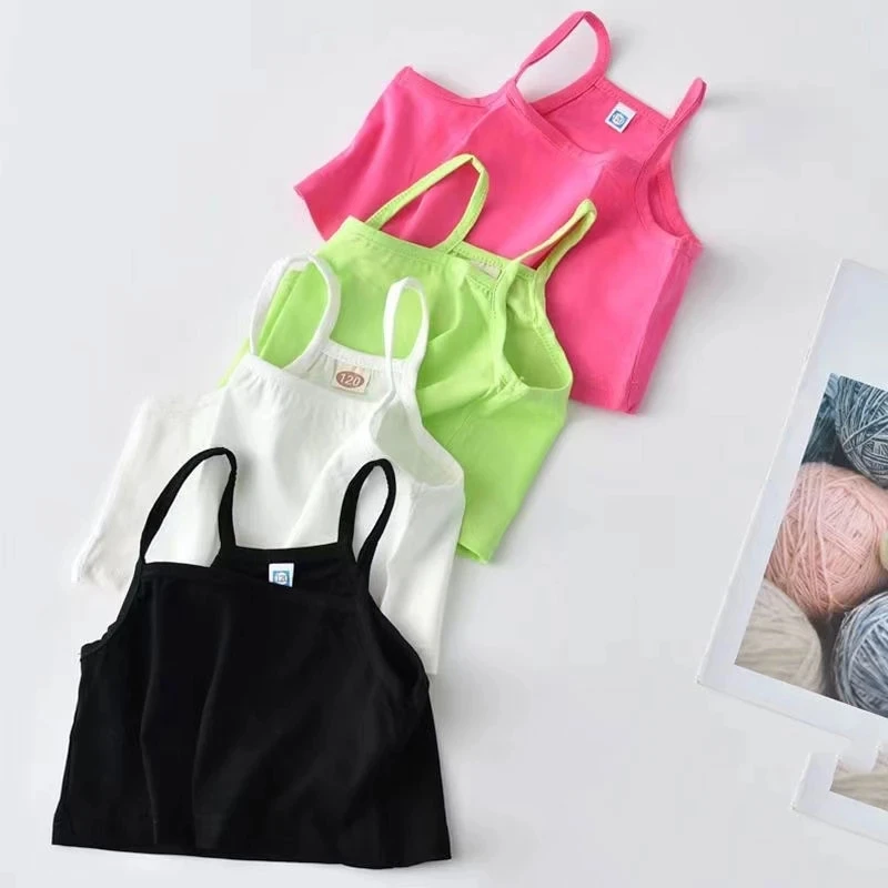 Girls Tank Top Cotton Underwear For Children Summer Girl Undershirts Kids Singlets Baby Camisoles Bra Teenager Clothing 8 10 12