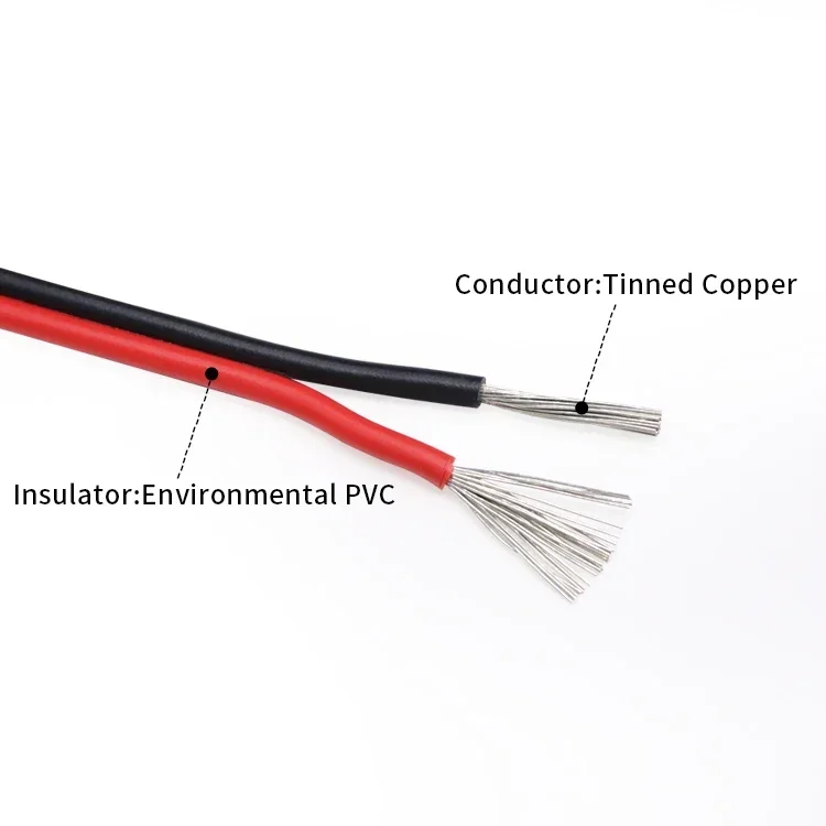 5m/10m/20m UL2468 2 Pins Electrical Wire 16/18/20/22/24/26/28/30 Gauge AWG Tinned Copper Insulated PVC Extension LED Strip Cable