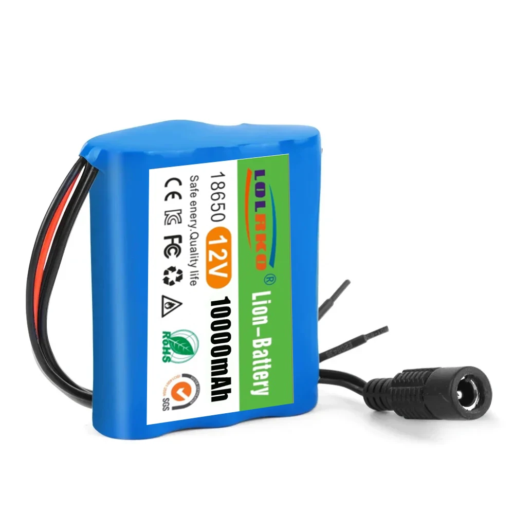 100% New 3S1P Protection Plate12V 10Ah Battery Pack 12V 10000mAh 18650 Lithium ion DC 12.6V Super Rechargeable Battery + Charger