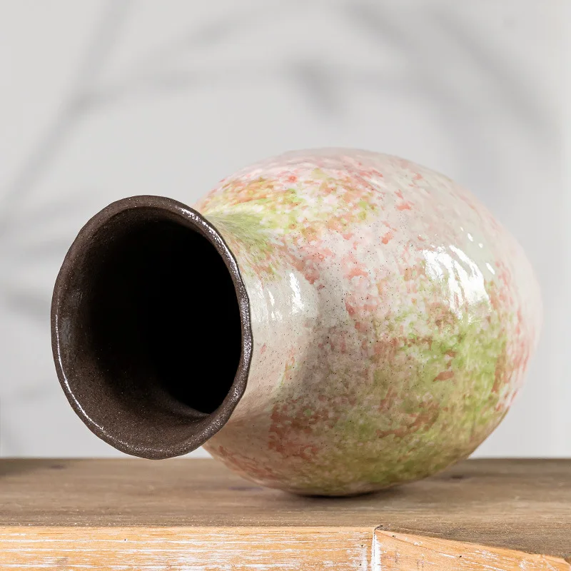 Ceramic Vase Pink And White Oil Painting Fresh Flower Decoration Water Planting Flower Arrangement Home Vase Living Room