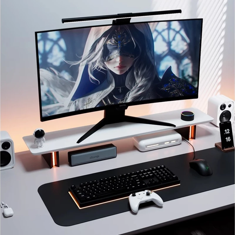 RGB Emit Light Monitor Stand Ergonomic Desk Riser for Computer Screen Esports Table Storage Rack Height Adjustable Laptop Holder