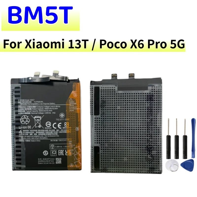 High Quality Battery BM5T For XIAOMI 13T/Poco X6 Pro 5G Battery + Free Tools