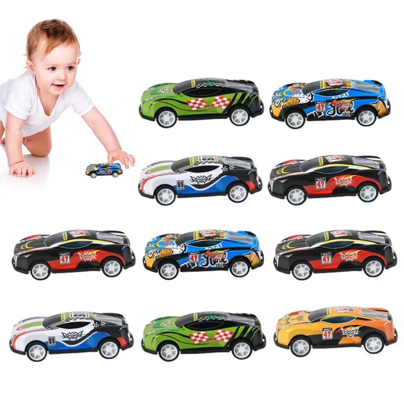 Diecast Alloy Car Model Toy para meninos, puxar para trás simulação, carro esportivo, ornamento com para abrir a porta, presente de Natal, 10pcs