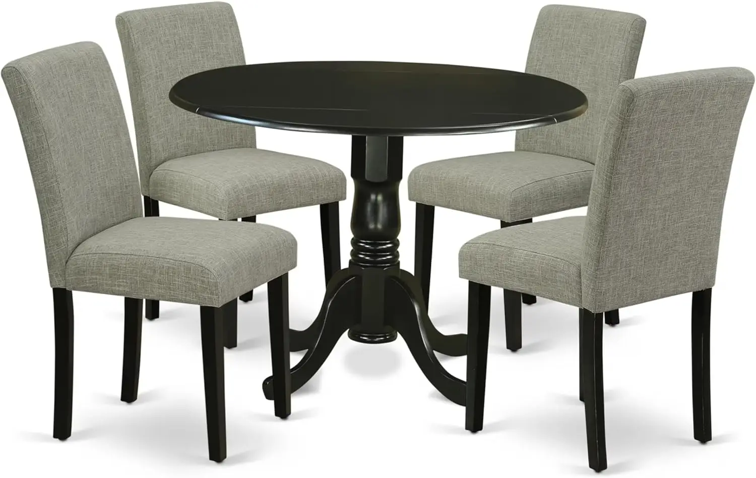 DLAB5-BLK-06 5 Piece Dinette Set for 4 Includes a Round Dining Room Table with  and 4  Linen