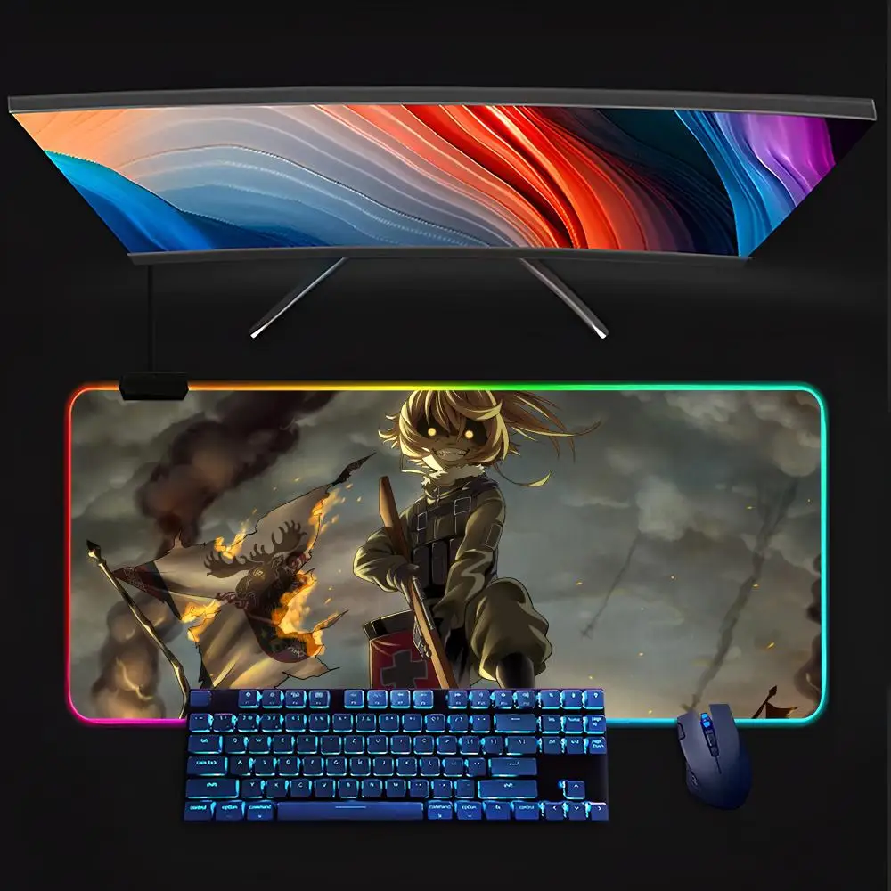 

Youjo Senki коврик для мыши с клавиатурой, RGB ПК, геймерский светящийся резиновый коврик, милый мультяшный игровой компьютер для мальчиков, девочек, друзей, Holi