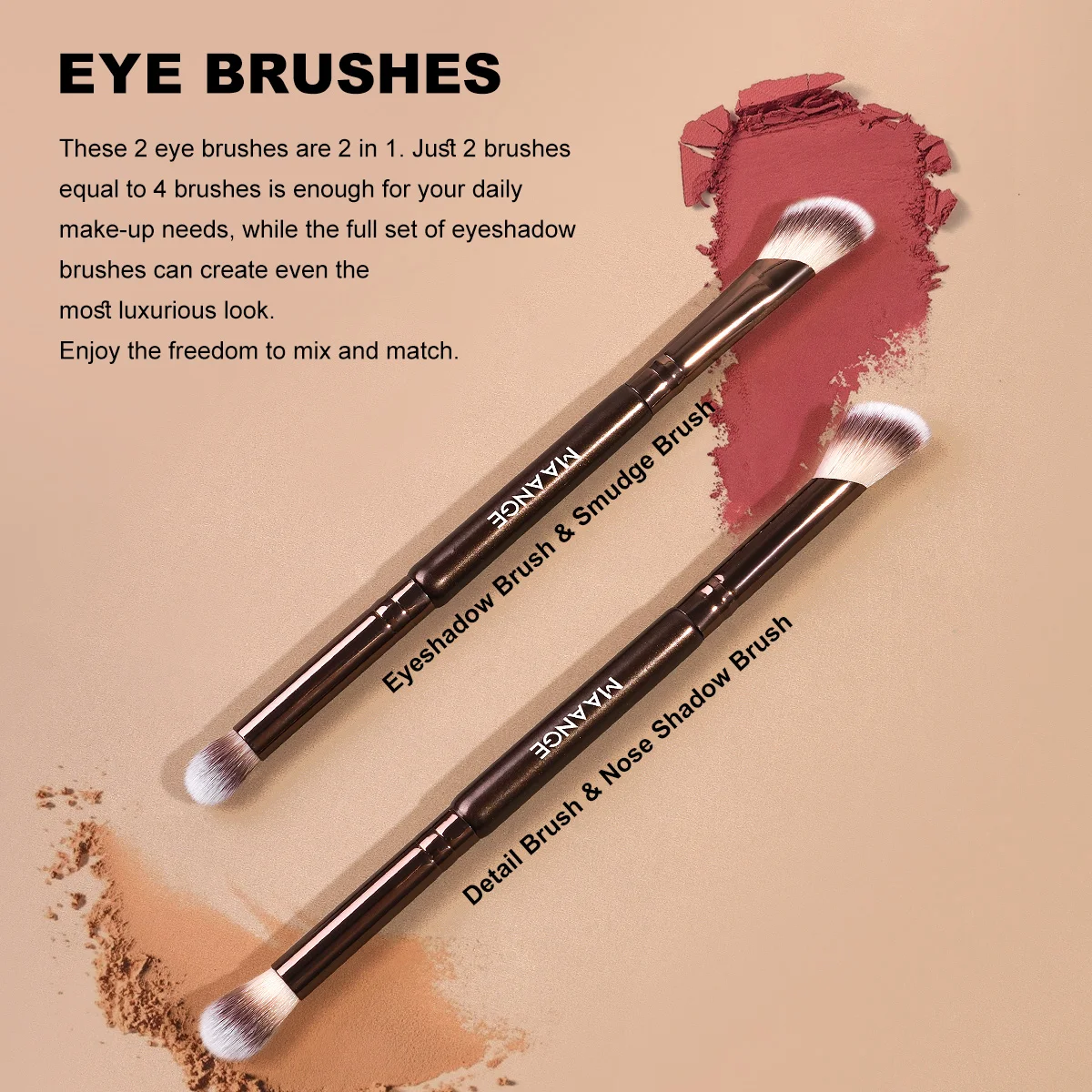 Zestaw Pędzli do Makijażu MAANGE 18 szt. Premium Syntetyczne Pędzle do Pudru, Podkładu, Konturowania, Korektora, Cieni do Powiek, Blendowania, Linera