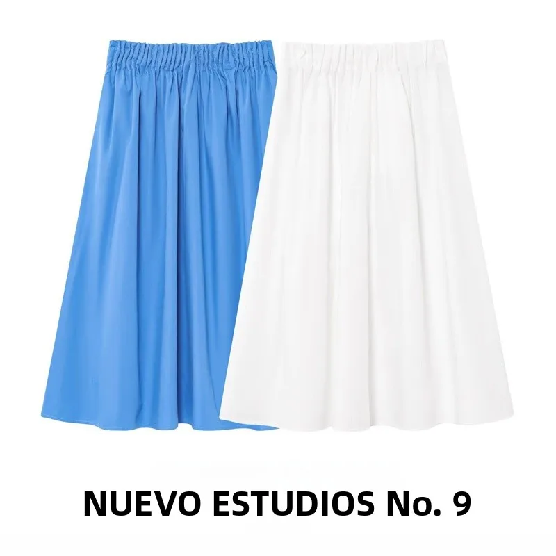 

Two-Tone Silk Midi Skirt Elastic High Waist Pure Color f-length Skirt Commute Sle Loose Fit Mid-Length Other Material
