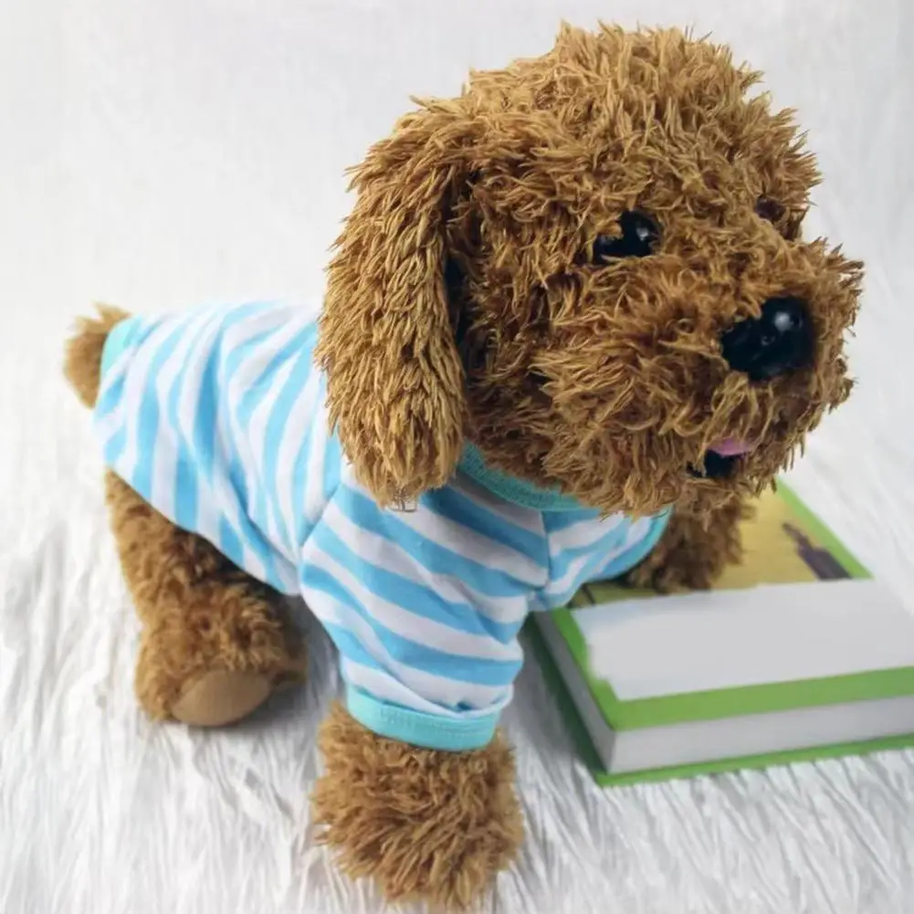 Dog Striped T-shirt Easy to Wear Dog Top Striped Dog T-shirt for Small Medium Dogs Round Neck Puppy Tee Shirt Short Sleeve Pet