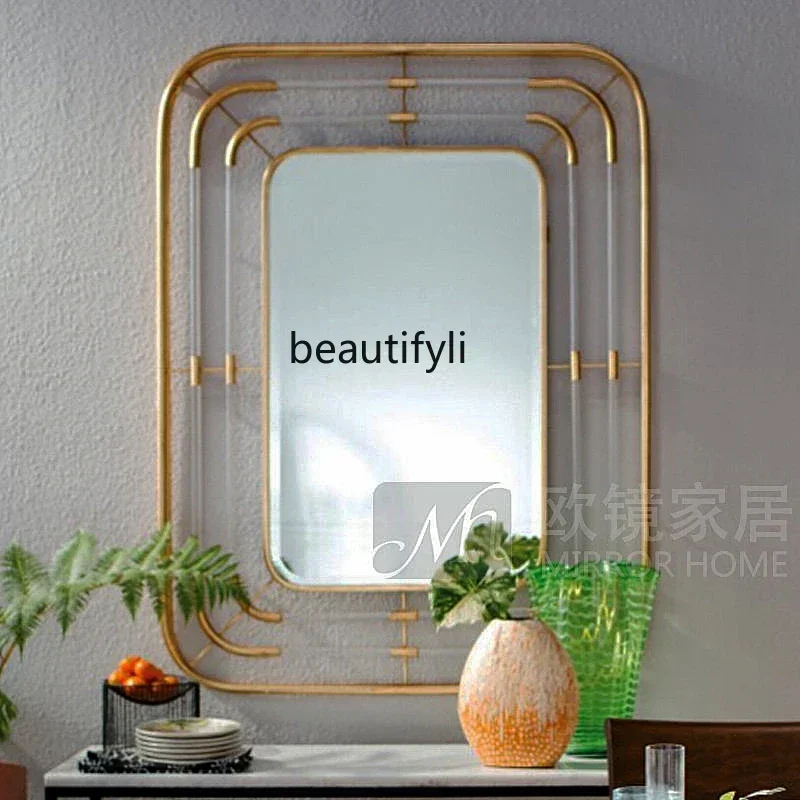 

Acrylic vanity mirror, bathroom mirror postmodern, stainless steel, porch decorative hanging mirror