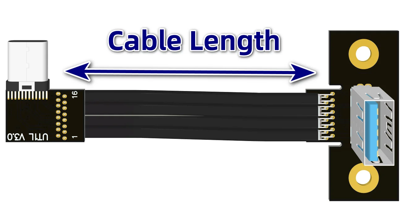 هوائي FPV PTZ USB 3.1 Type-A ذكر إلى Type-C أنثى كابل شريط مسطح مرن 90 درجة FFC كابل 10Gbps للكاميرا بدون طيار