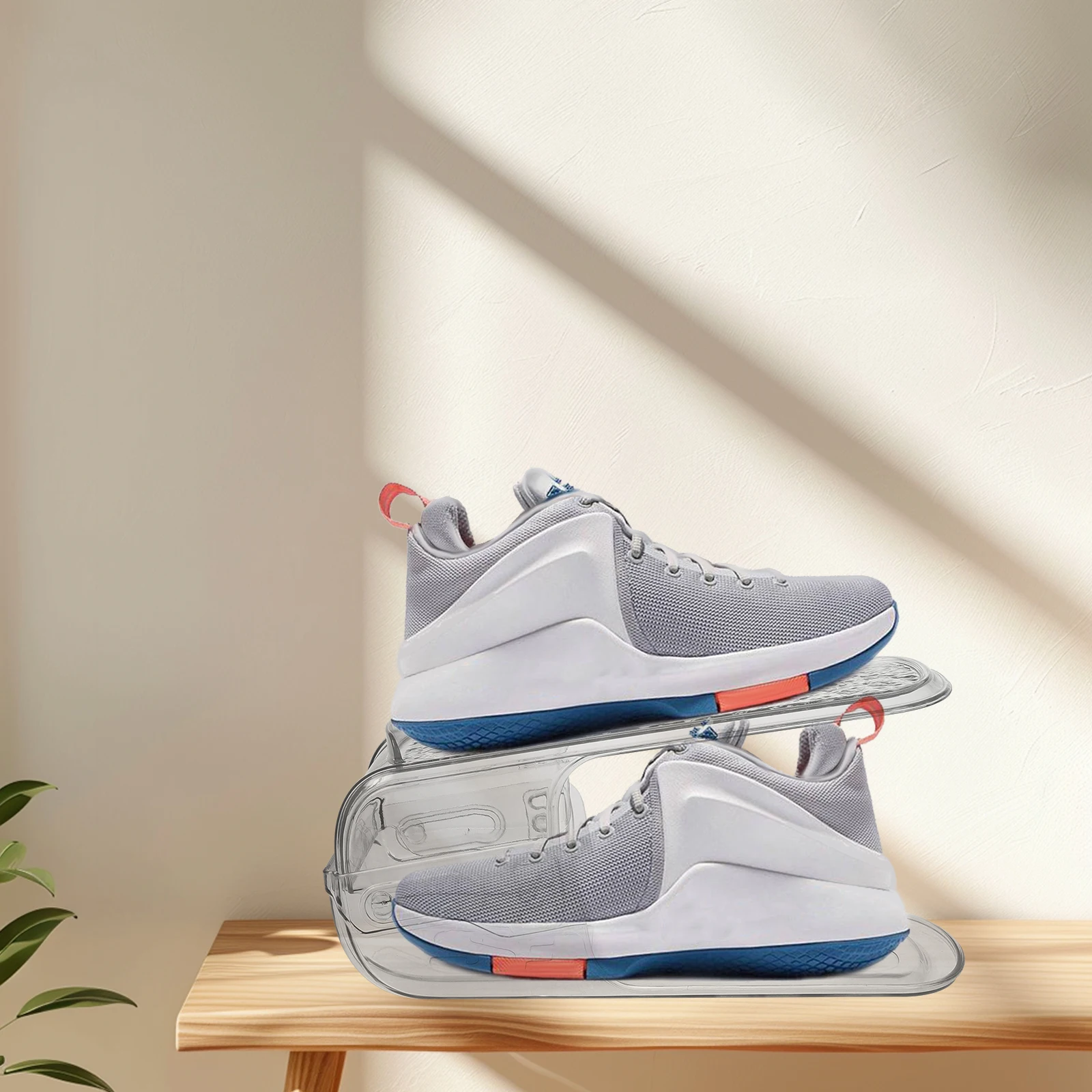 

2pcs Double Layer Shoe Adjustable Organizer Closet Space Saving Plastic Storage Holder Vertical Entryway Floor Cabinet Shoe