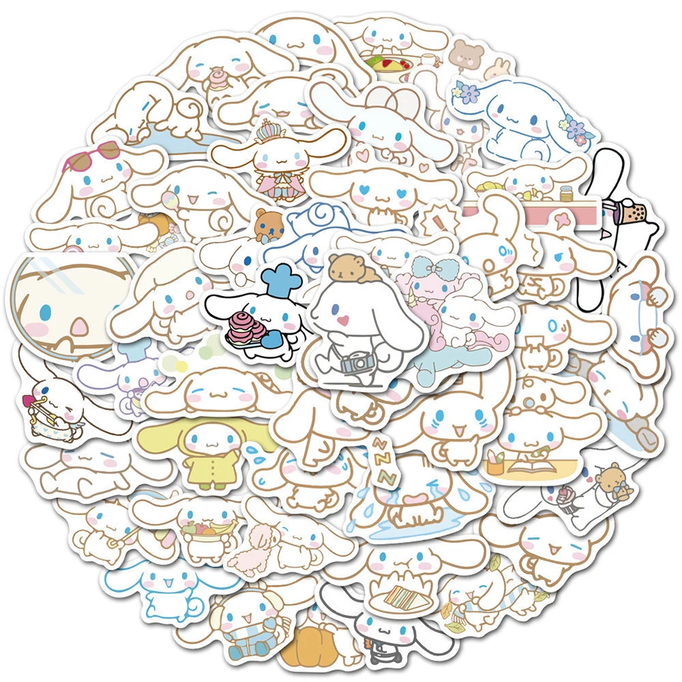 Sanrio Cinnamoroll 50Pcs Scrapbooking Phone stickers Laptop Stationery Diary Notepad labels Book Cartoon Rabbit dog puppy CNY203