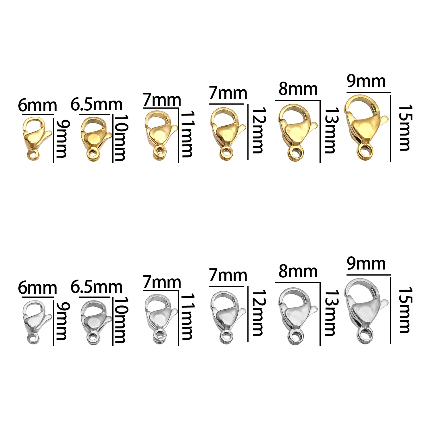 20 piezas de conectores de gancho de garra con cierre de langosta de acero inoxidable para pulsera DIY, collar, pendientes, accesorios para hacer joyas
