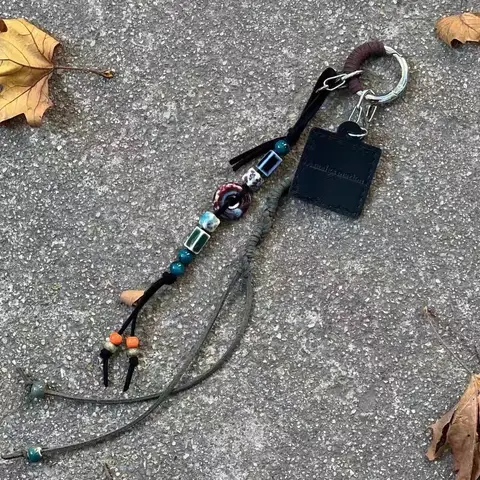 Hand woven rope Key Chain leather disc beads Pants chain