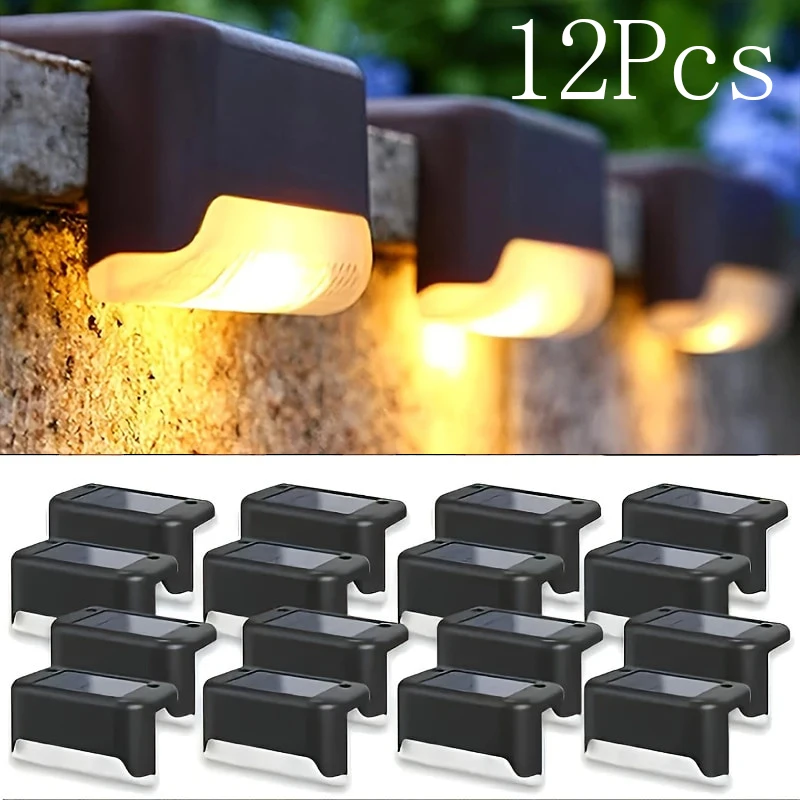 

4/8/12Pack Solar Deck Lights, Auto On/Off Outdoor Waterproof Solar Step Wall Lights for Stairs Fence Yard Pathway Decoration ​