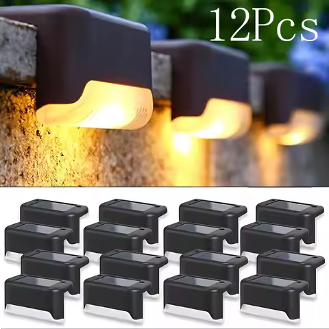 4/8/12Pack Solar Deck Lights, Auto On/Off Outdoor Waterproof Solar Step Wall Lights for Stairs Fence Yard Pathway Decoration ​