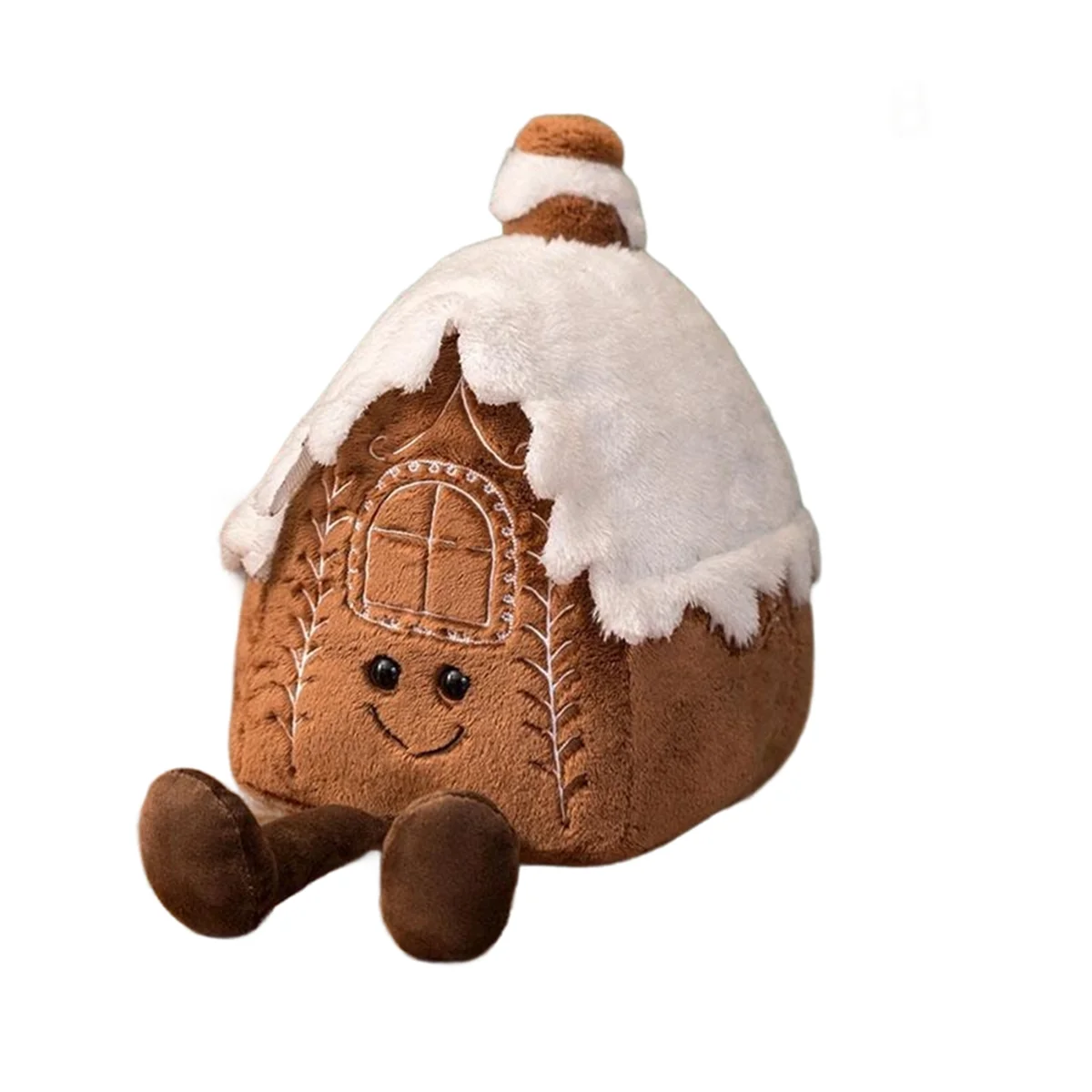 Christmas New Plush Pillow Stuffed Chocolate Cookie House Shape Decor Cushion Cute Funny XMas Tree Party Decor Doll C