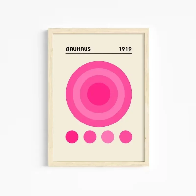 فن حائط باوهاوس الشمال مع طباعة تجريدية ، وردي فاتح ، قماش بيكاسوو ، بوهو ، معرض حديث ، ملصق غرفة المعيشة