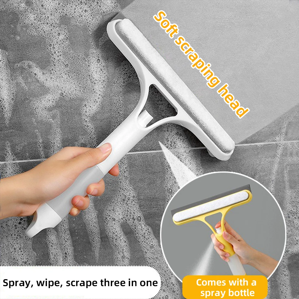 3 IN1 Silicone Wiper Shower Squeegee Glass Cleaning with Spray Bottle For Bathroom Window Cleaning Brush Mirror Home Accessories