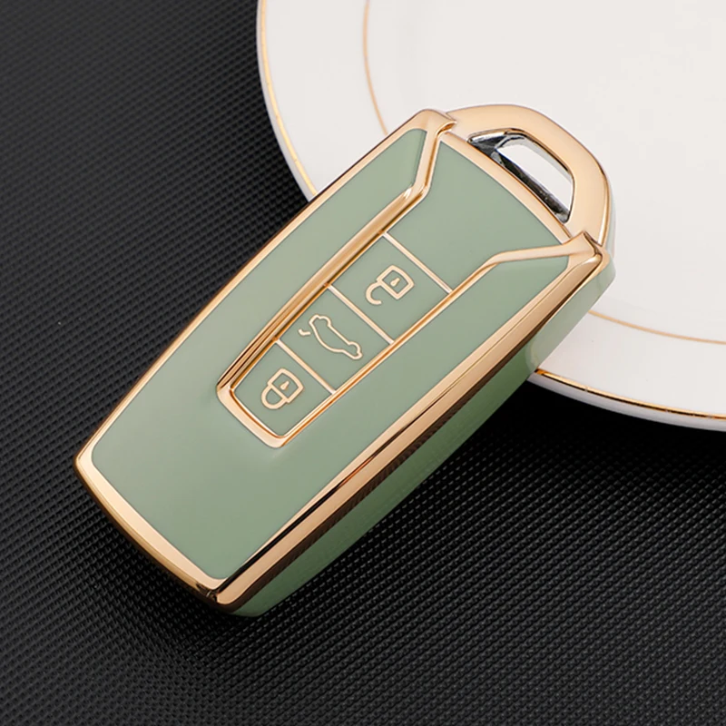 

3 Button Remote Keyless Wallet Jacket For Volkswagen Touareg 2018 2019 2020 2021 Auto Shell Cover Key Case Holder Fob