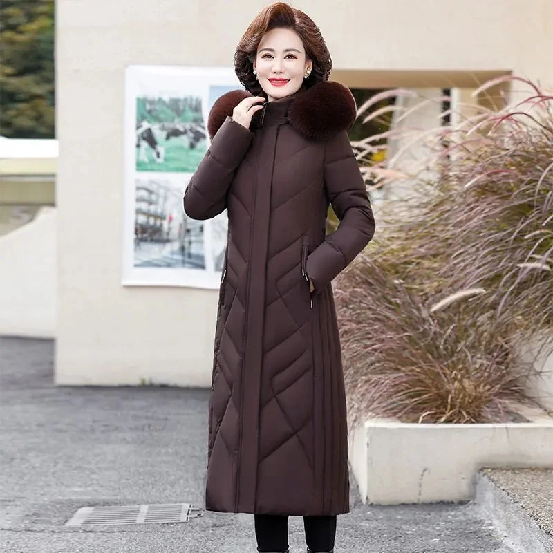2025 nuovo inverno lungo Parka impermeabile piumino imbottito in cotone moda donna con cappuccio spesso caldo cappotto da neve capispalla femminile