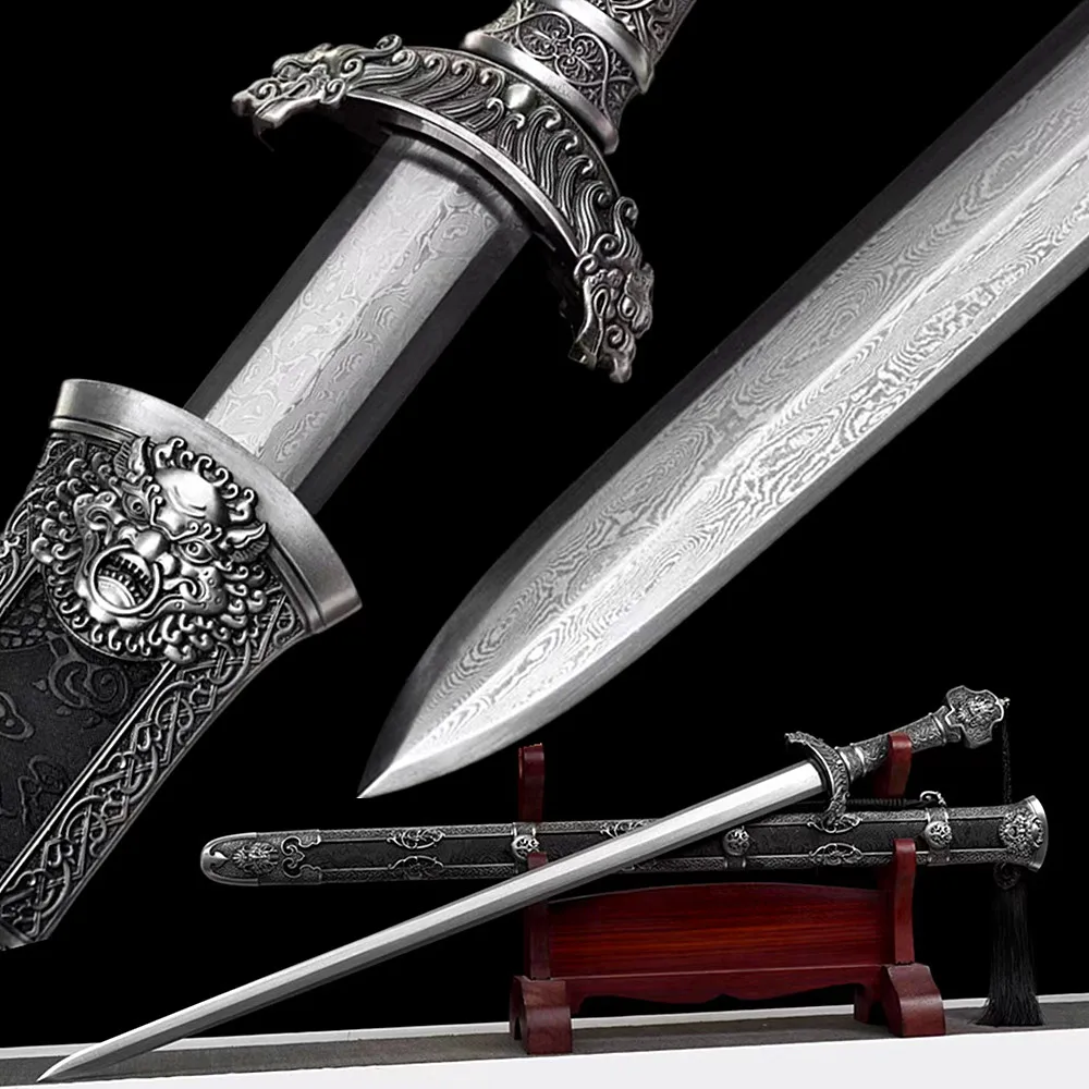 Exquisite Handmade Sword Sharp Hand Forged Folded Damascus Steel Chinese WuShu Dao Jian