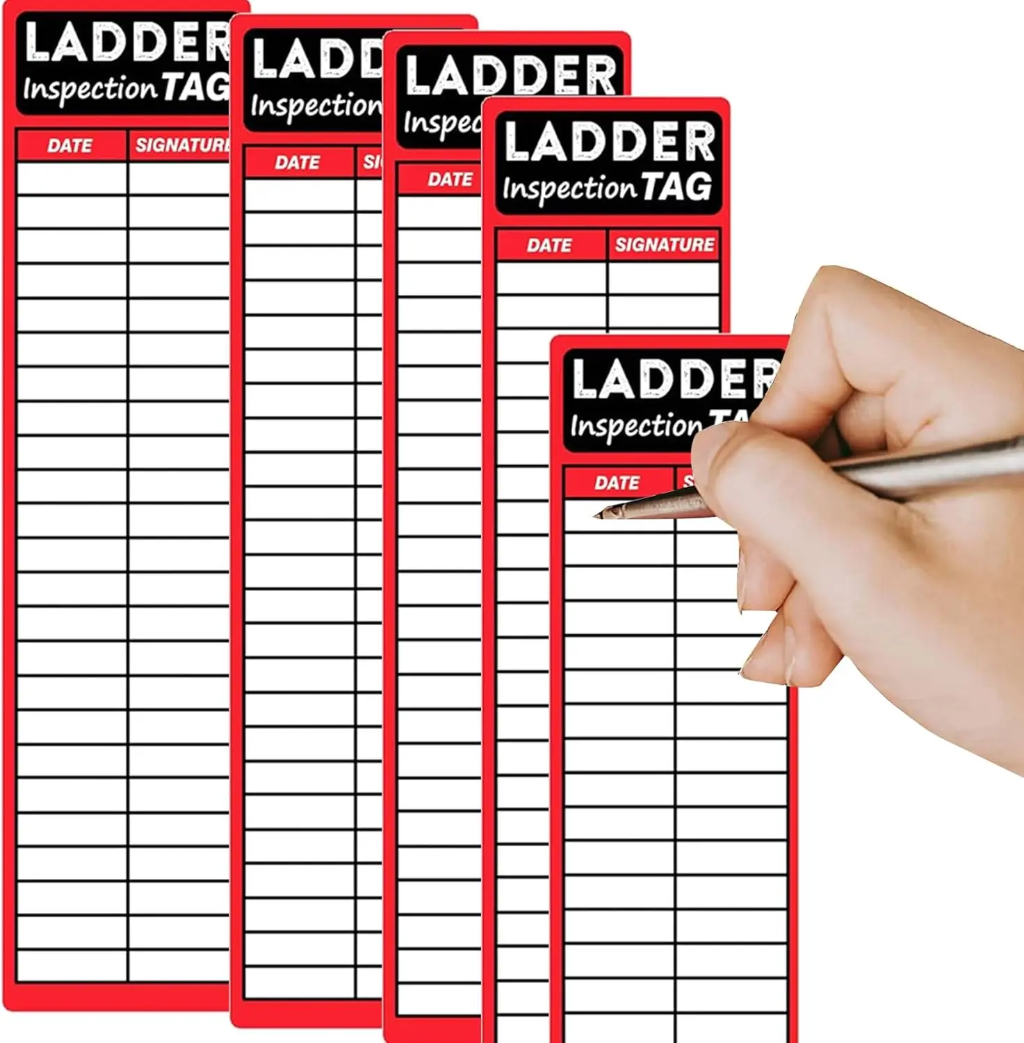 

Ladder Inspection Labels 100 Pcs Safety Stickers for Ladders 8.5 x 2 Inch Red Safety Inspection Tags Stickers Vinyl Maintenance