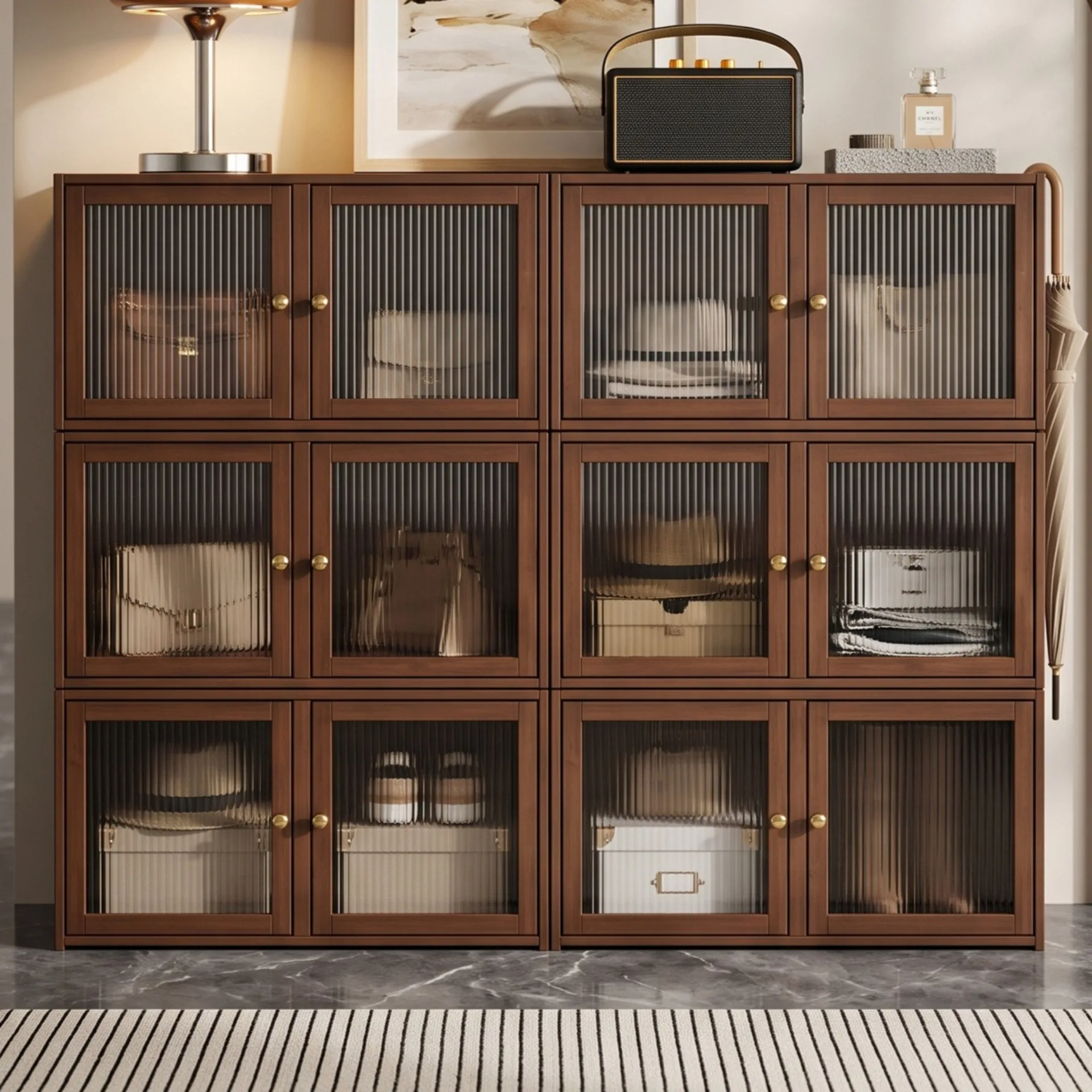Retro style stackable storage cabinets, living room storage cabinet combinations, bookcases, freely matching storage cabinets