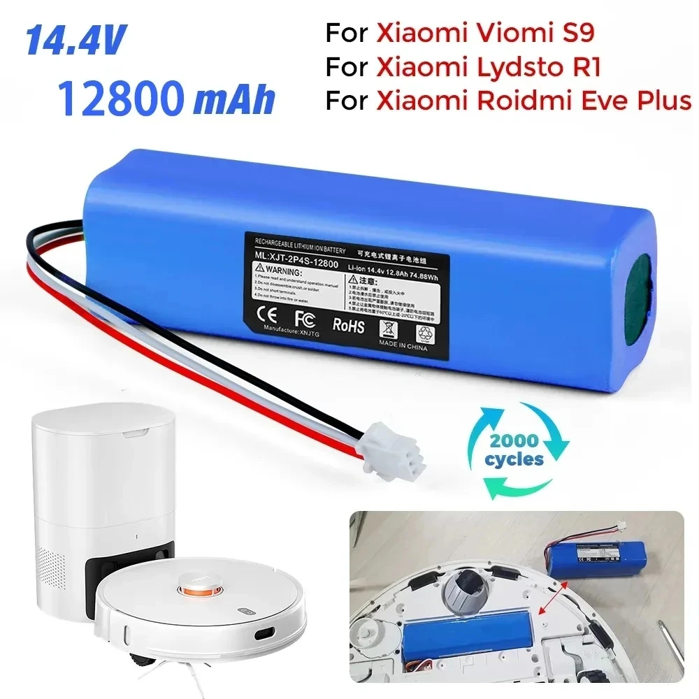 

For XiaoMi Lydsto R1 Roidmi Eve Plus Viomi S9 Robot Vacuum Cleaner Replacement Battery Pack Capacity 12800mAh Spare Batteries