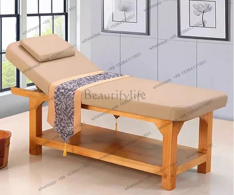 Factory Direct Sales Wood Beautify Massage Tables Nordic Moxibustion Physiotherapy Knead Massage Beds Headboards Sleep Salon Fur