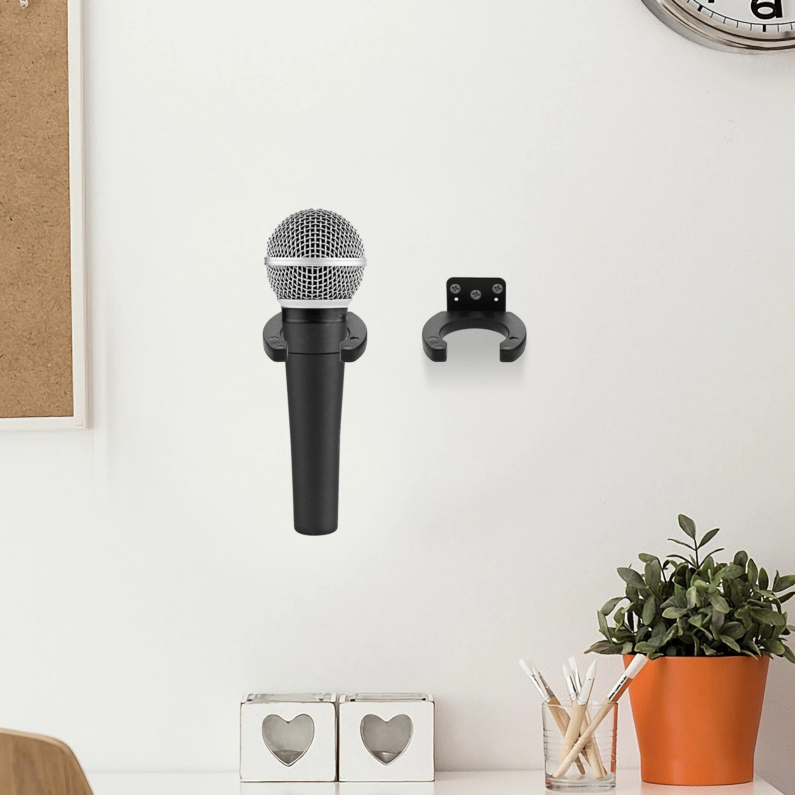 

4pcs Microphone Hanger Durable Metal Wall Mount Holder Home KTV Hotel Supplies Hanging Accessories