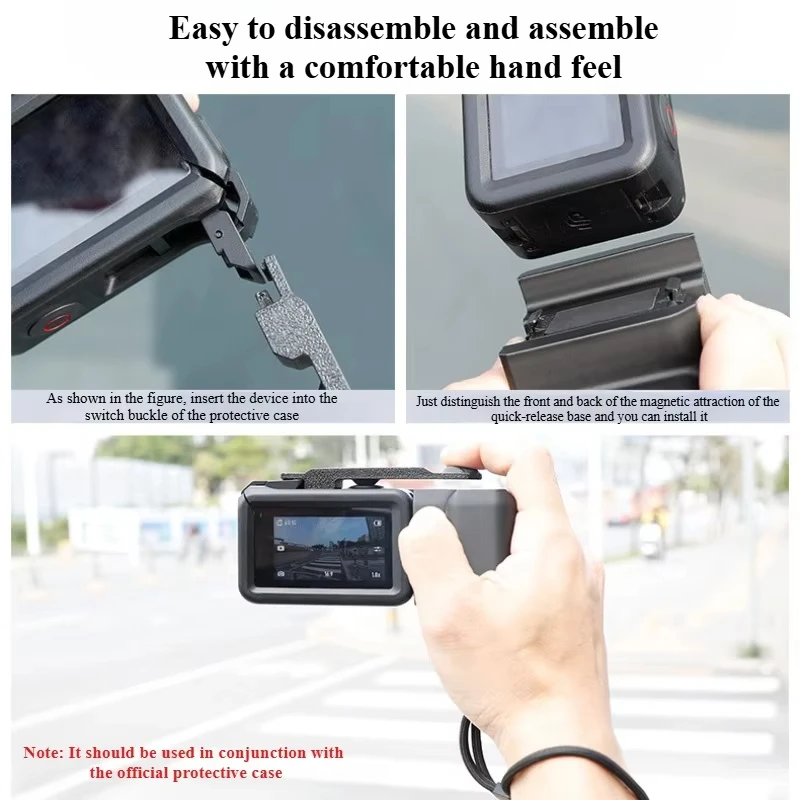 Magnetic Quick Release Handle Grip for DJI OSMO Action 5/4/3 DSLR Style Shooting Handle with Wrist Strap Mount Adapters Holder