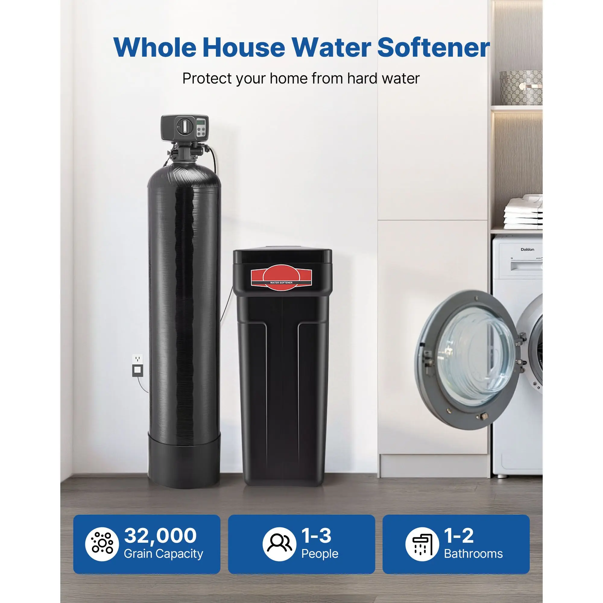48,000 Grains Automatic Digital Control  Water Softener System Electric Powered With Bypass Valve To Reduce Hardness