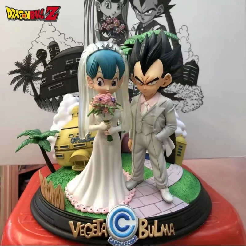 

24cm Anime Dragon Ball Z Vegeta & Bulma Wedding Day GK PVC Action Figure Model Collectible Doll Toys Kids Gifts