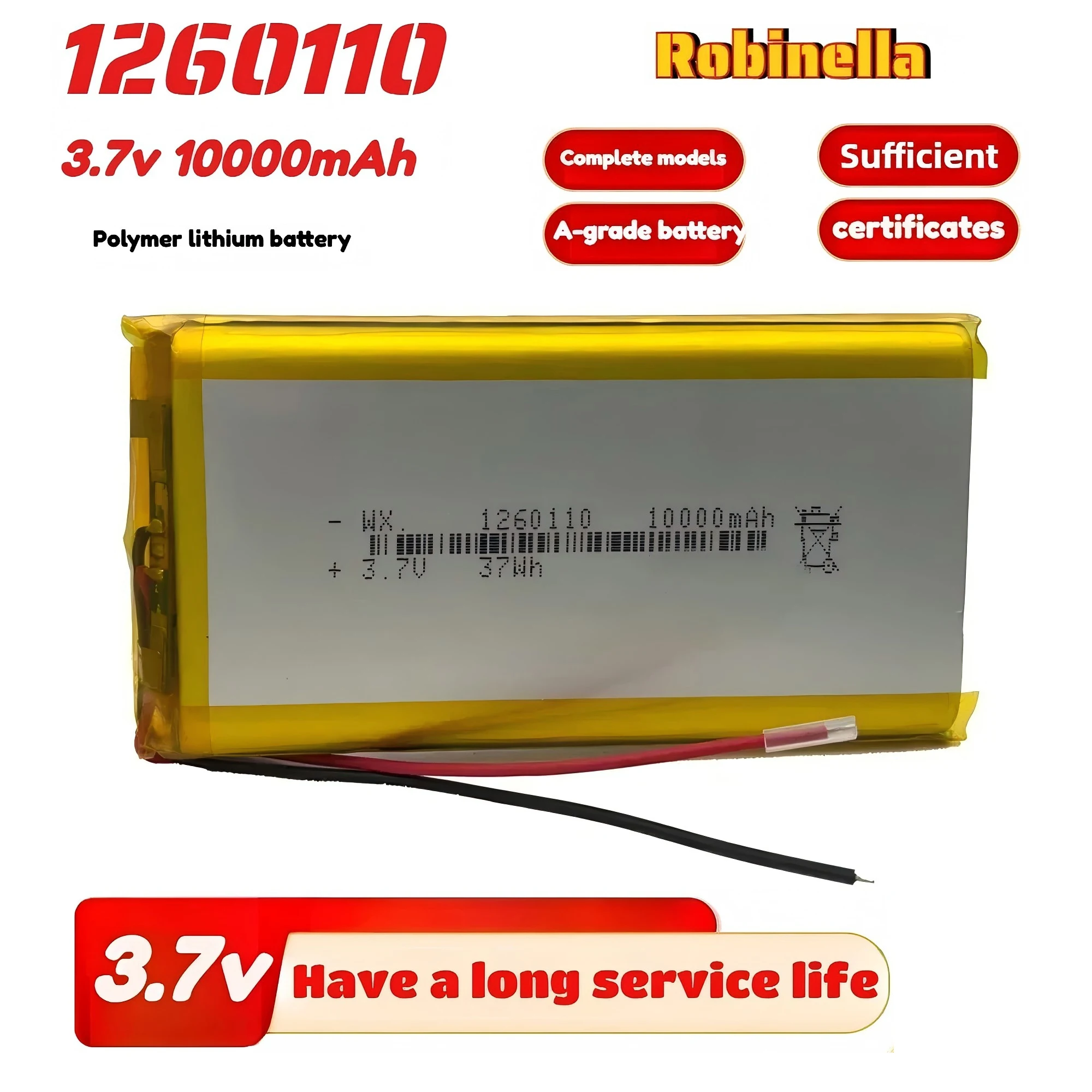 

Полимерная литиевая батарея 1260110 3,7 В 10000 мАч Power Bank DIY GPS Реальная емкость Литий-ионная аккумуляторная батарея большой емкости