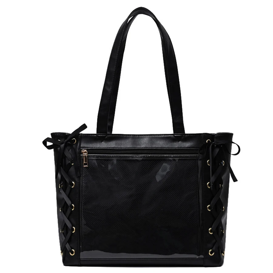 

Новая оригинальная сумка Spicy Girl Cool Ita, большая вместительная прозрачная сумка-тоут с обезболивающим слоем, сумка через плечо Ulzzang JK, кожаная сумка Y2K