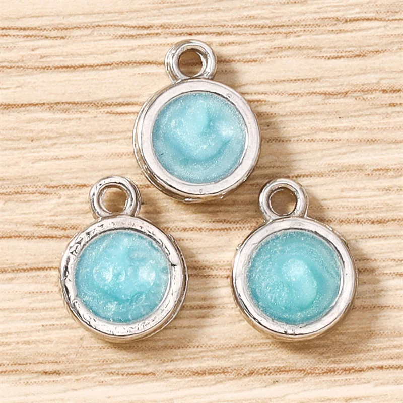 Tusember 20 Stück 8mm Emaille bunte Geburtsstein-Anhänger, flache runde Charms-Anhänger für DIY-Schmuckherstellung, Halskette, Armband, Basteln – Detail 10