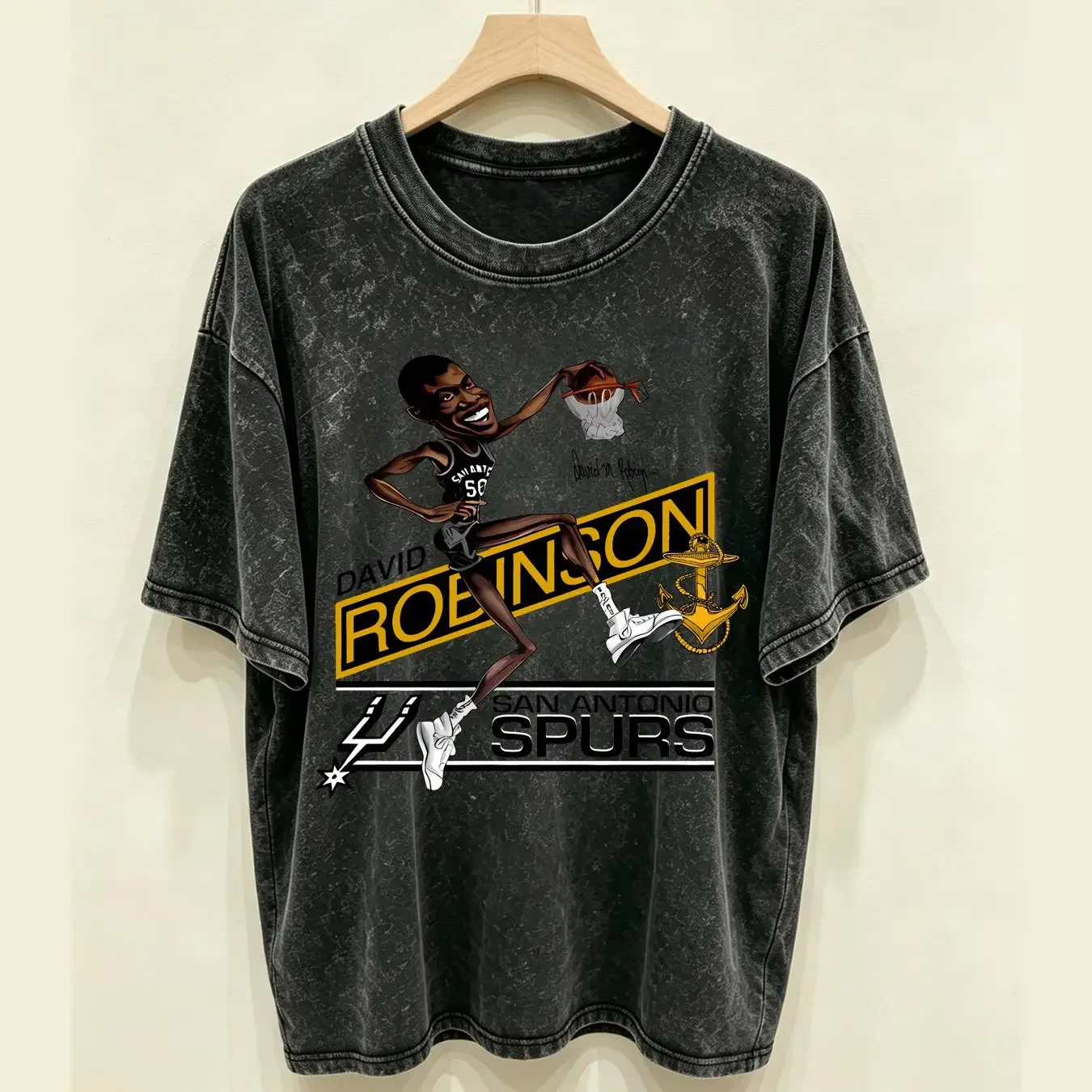 washed T Shirt DAVID ROBINSON Men Sport Grey all sizes S to 5XL 2F1425 vintage Washed Comfortable Top For Everyday Wear