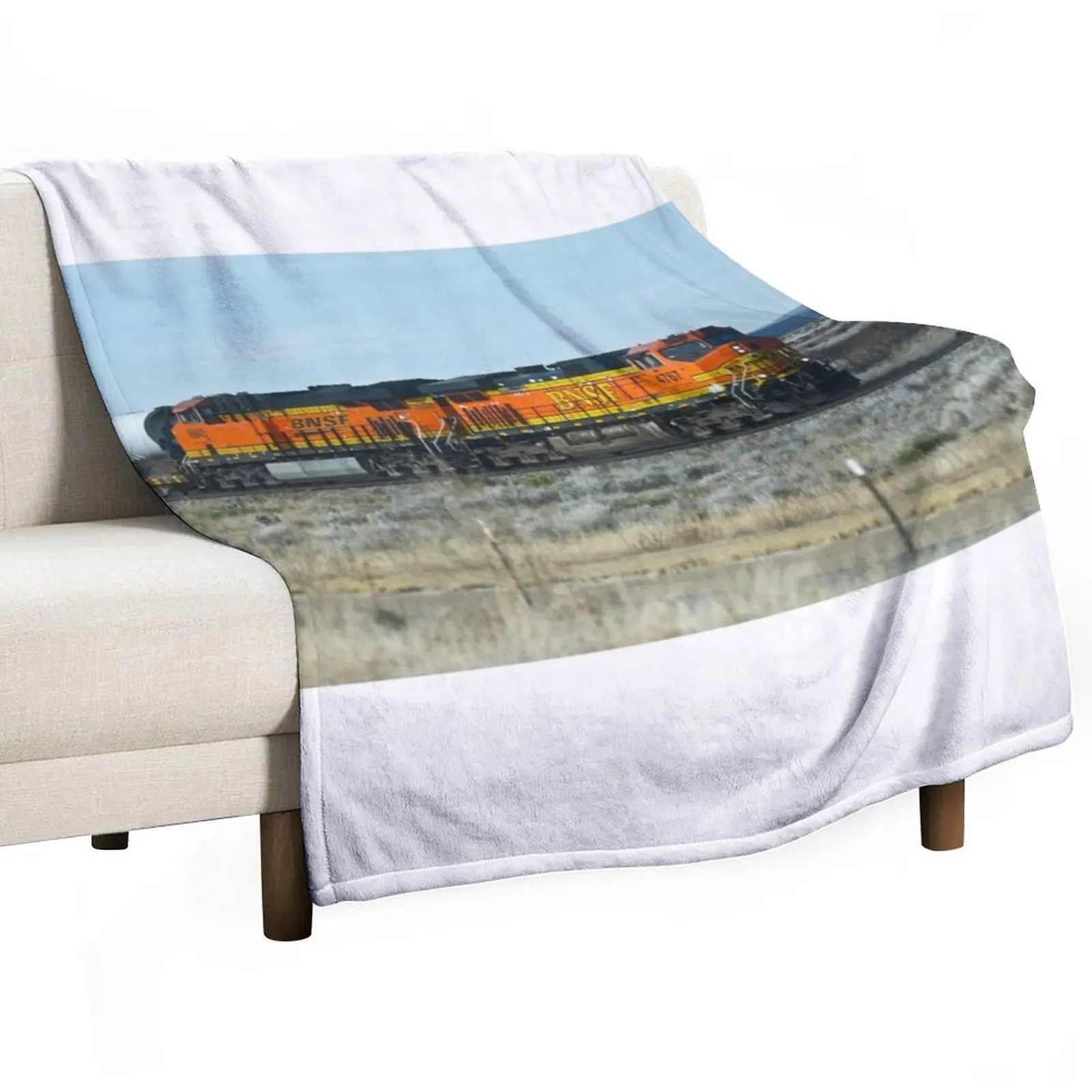 

Train in Texas BNSF Throw Blanket Giant Sofa Bed covers Soft Plush Plaid Picnic Blankets