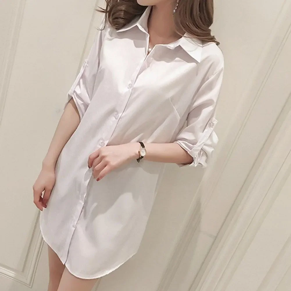 Comfy Fashion Shirts Shirts White Black Women Girl Fashion Blouse Boyfriend Style Tops Brand New Loose Long Shirt