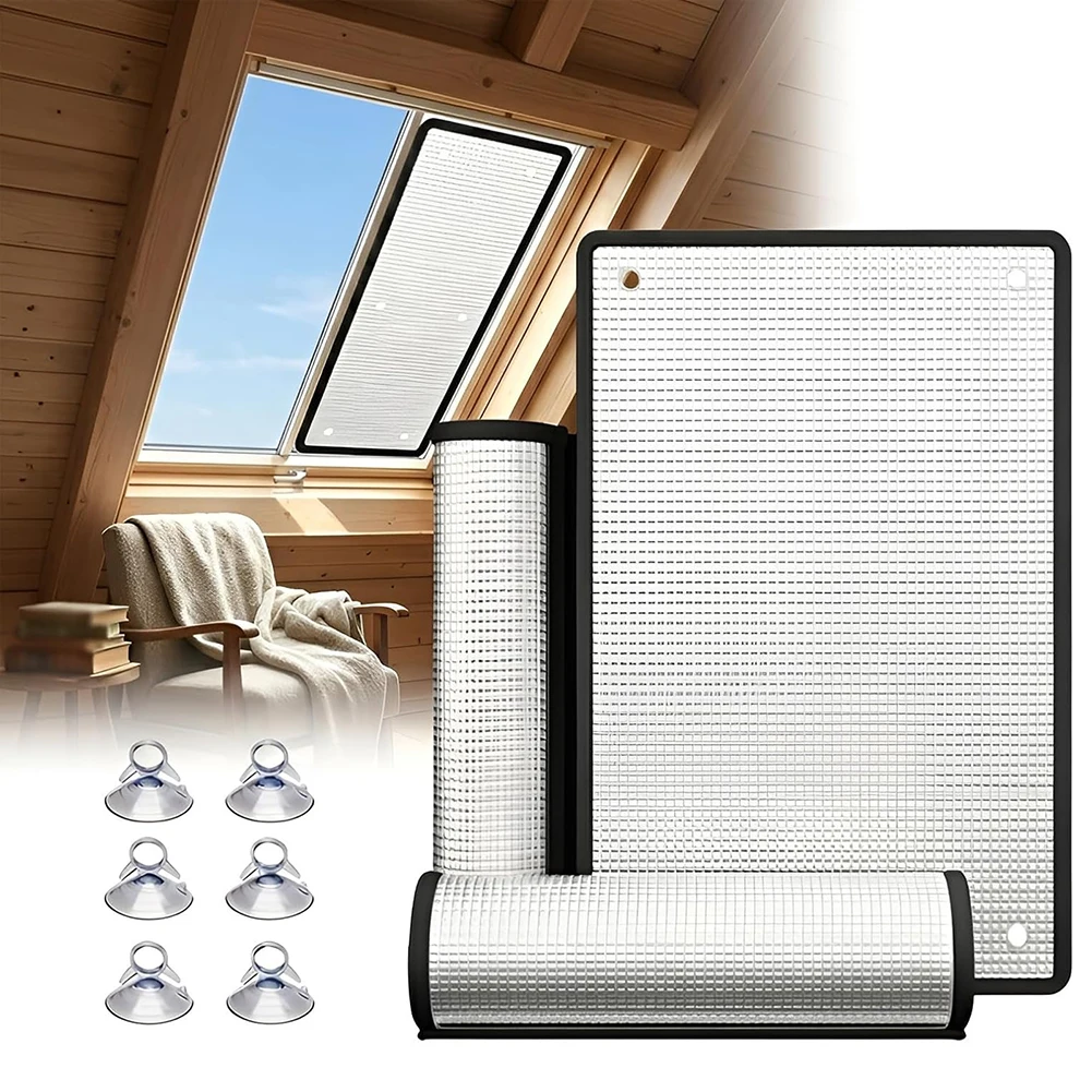Thermal Insulation Window Film,Reusable Sun-Protective Heat-Insulating Aluminum Foil Sun Blockers Window Cover,With Suction Cup