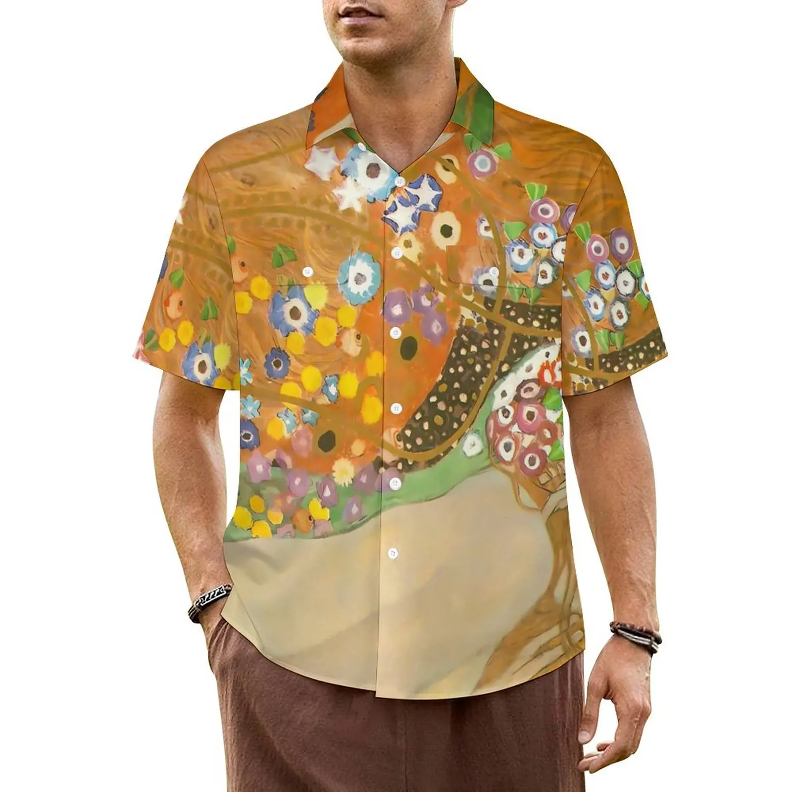 

Hawaiian Shirt Beach Klimt Art Blouses Water Serpents II Vintage Casual Shirts Male Short Sleeve Streetwear Oversized Clothes