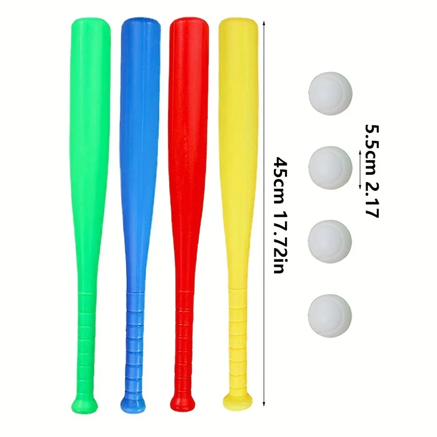 2/4pcs Lightweight Plastic Baseball Bat with Ball Set Training Practice Bat for Beginners Outdoor Sports Equipment for JXB