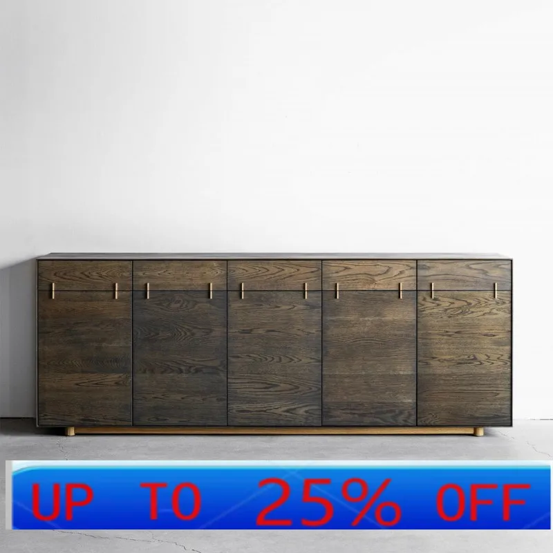 LH solid wood dining side cabinet, living room storage entrance, simple modern log storage cabinet