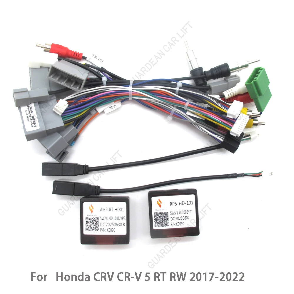 16Pin Car Radio Wiring Cable Harness Adapter Canbus Box Decoder With AMP For Honda CRV CR-V 5 RT RW 2017-2022