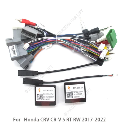 Imagen 2 del producto Adaptador de arnés de cables de cableado de Radio de coche de 16 pines, decodificador de caja Canbus con AMP para Honda CRV CR-V 5 RT RW 2017-2022
