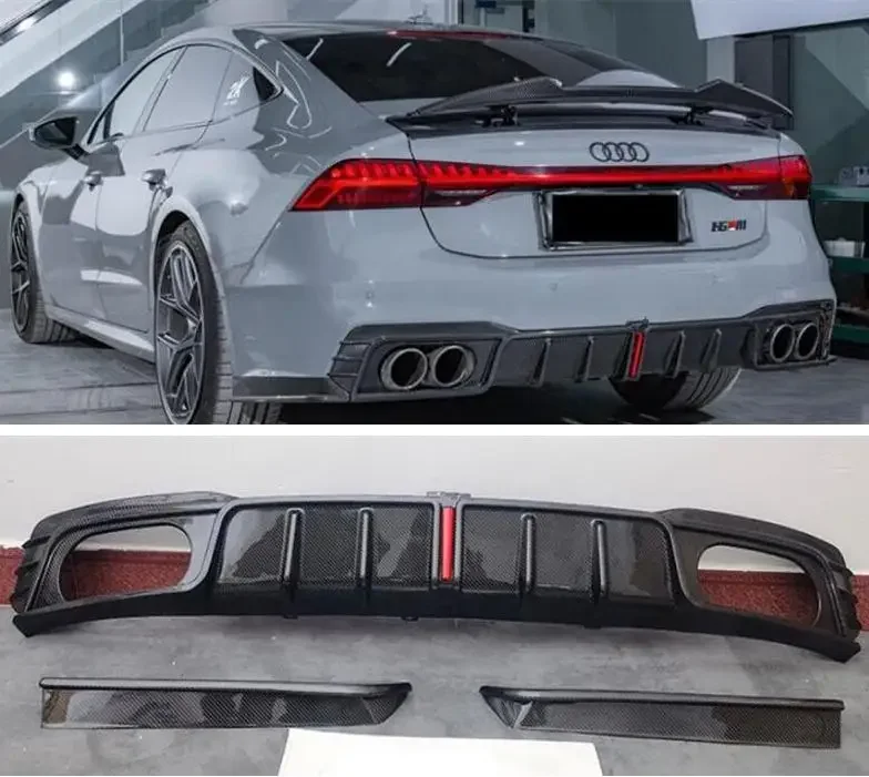 

For AUDI A7 S7 C8 2019 2020 2021 2022 2023 Wing Lip Tail Trunk Spoilers Rear Bumper Diffuser Real Carbon Fiber