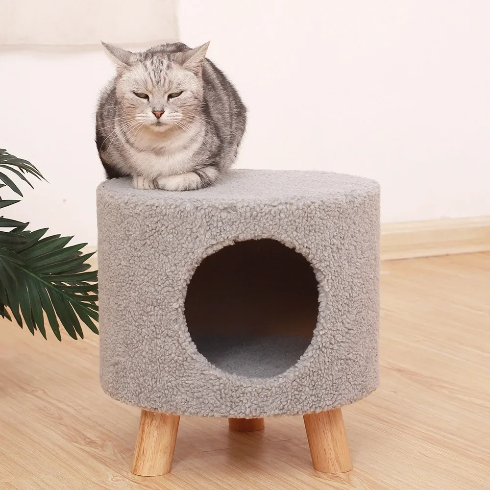 2 in 1 Good Quality Indoor Cheap Cat Bed House Modern Stool Pet Cat House