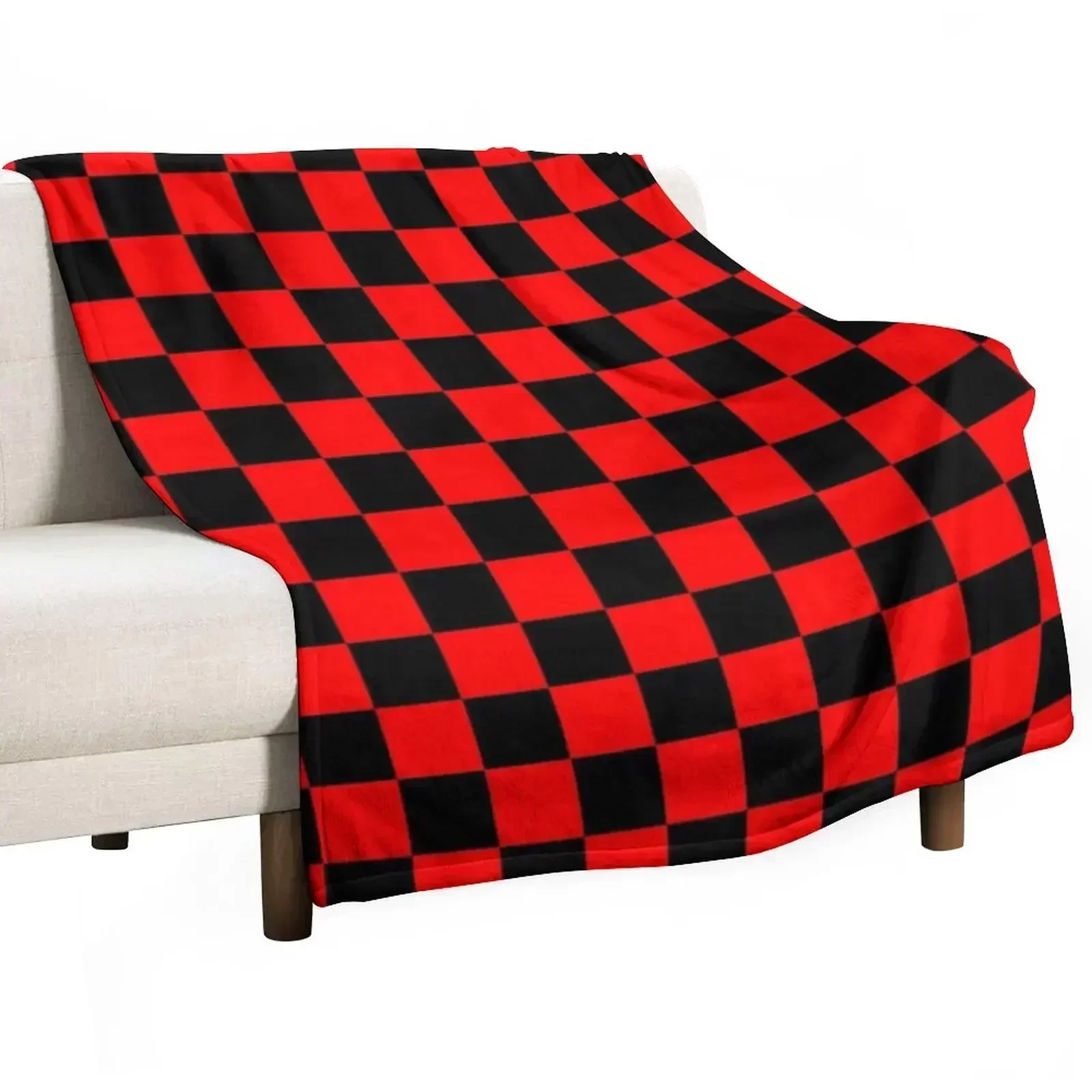 Black and red checkered Throw Blanket decorative Bed Fashionable Soft Furrys Blankets