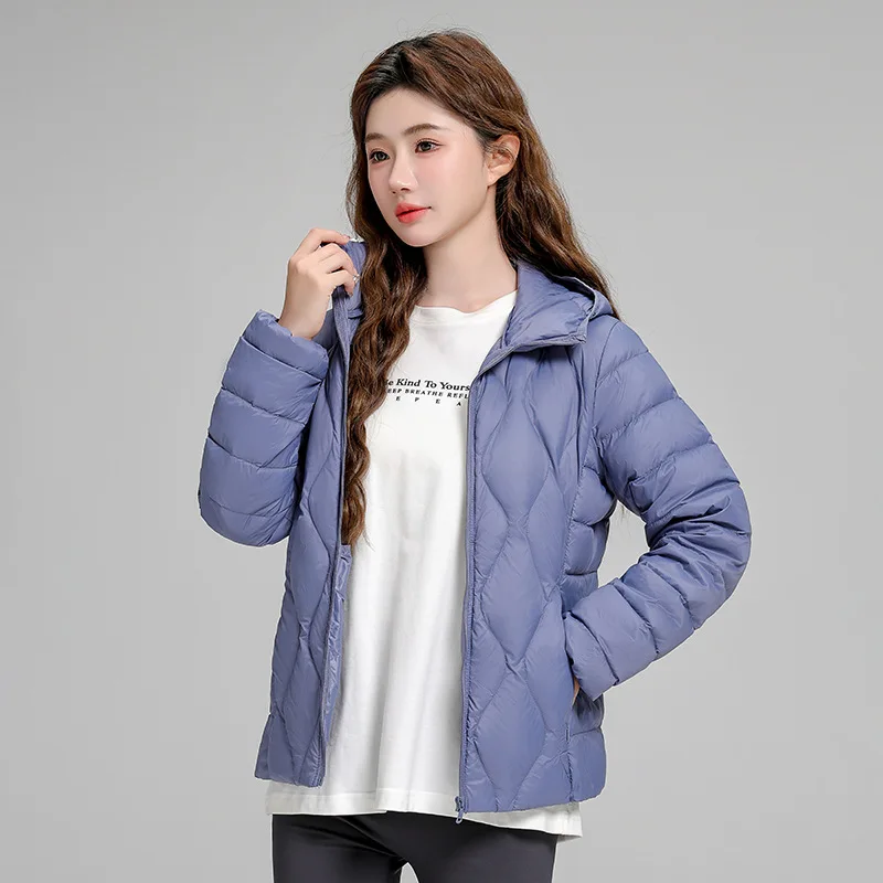 Piumino con cappuccio Parka 2025 Nuovo Autunno Inverno Donna Leggero Sottile Piumino d'anatra bianco Donna Breve Bigsize Caldo Puffer Outwears